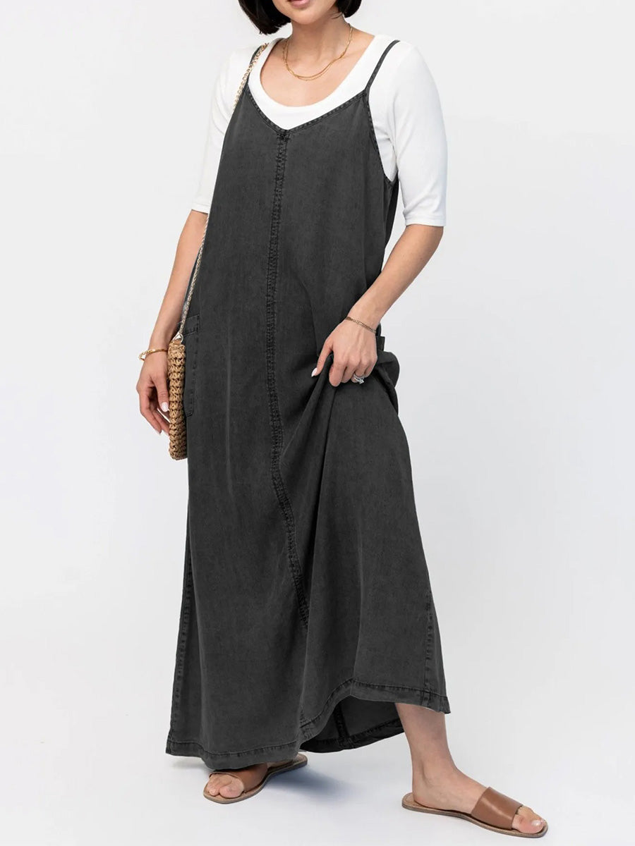 Vestido Maxi de Mezclilla Corte Relajado para Mujer