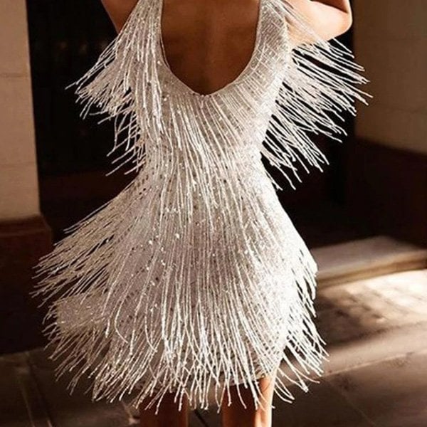Vestido de fiesta con flecos para Mujer