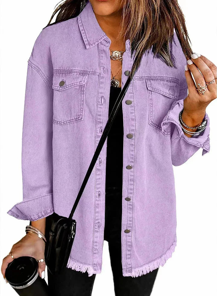 Chaqueta Camisera de Mezclilla Relajada para Mujer