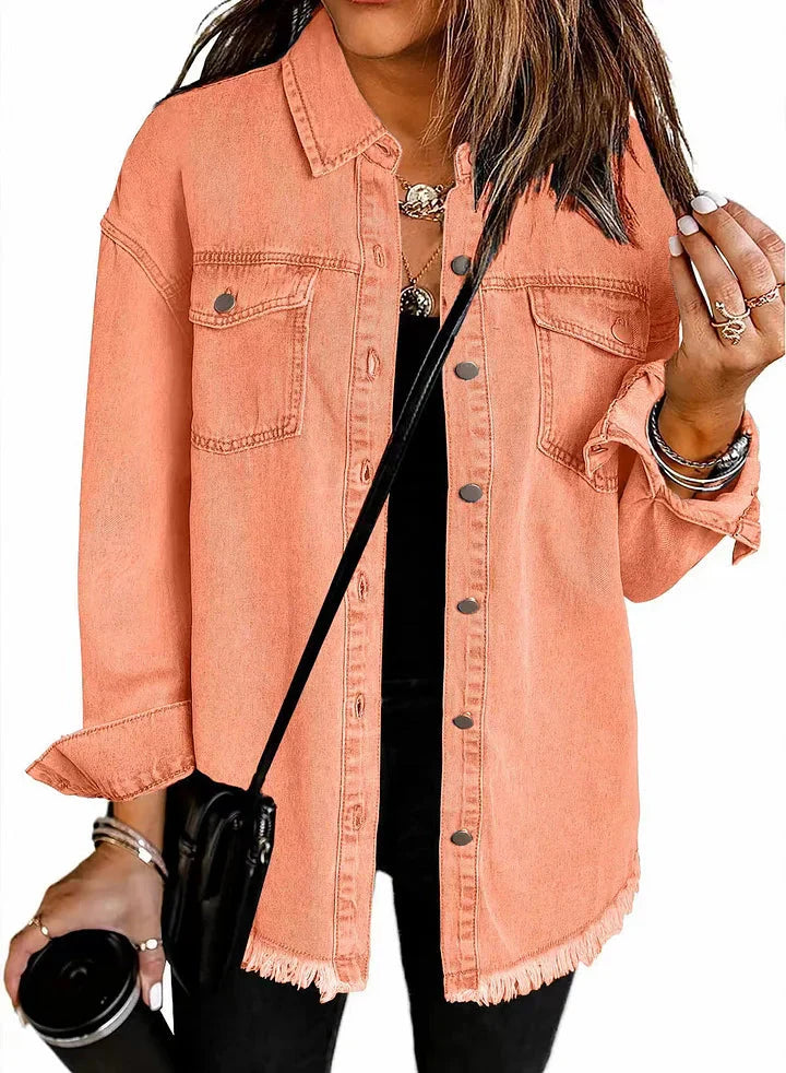 Chaqueta Camisera de Mezclilla Relajada para Mujer