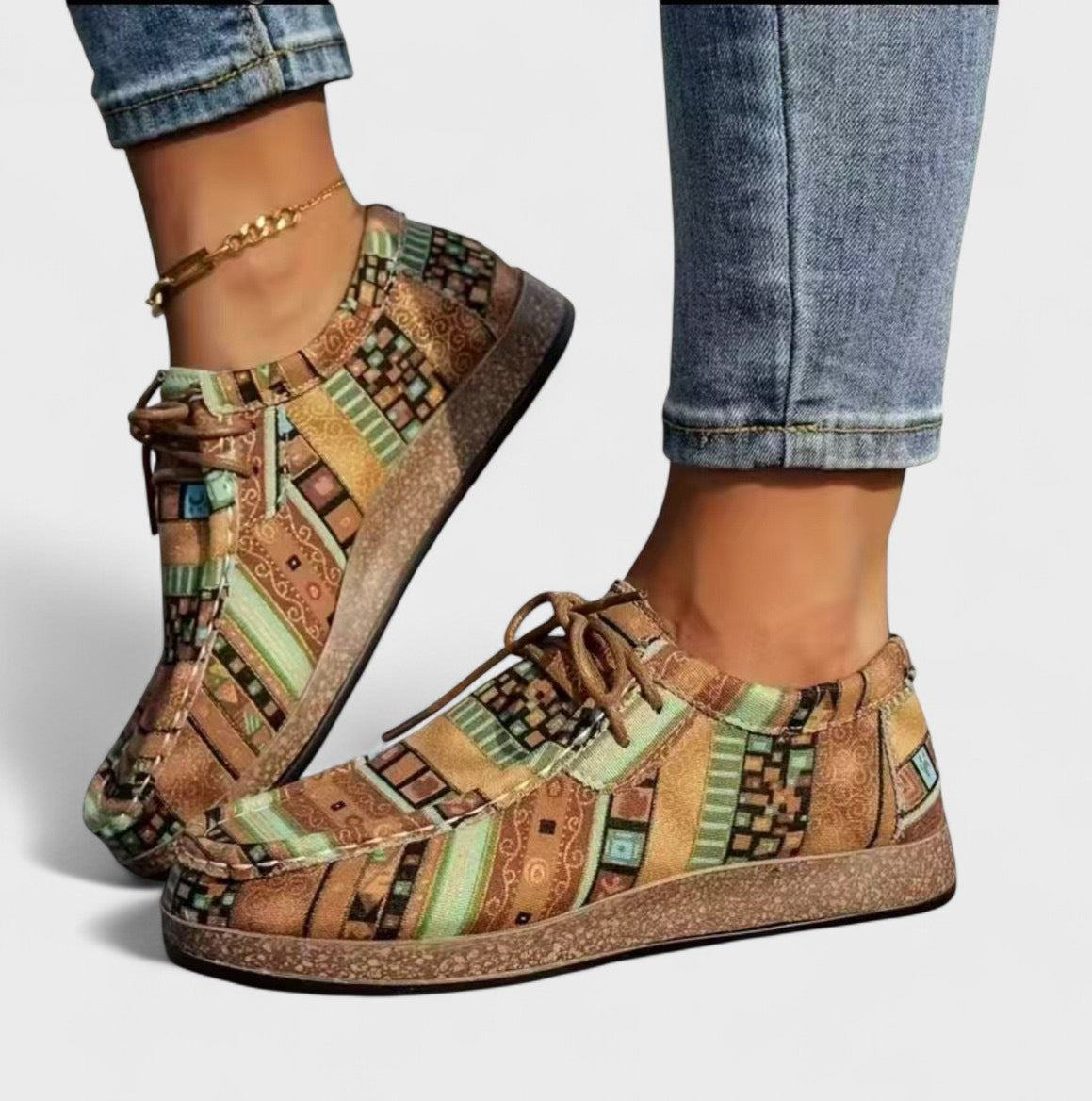 Zapatos Bajos con Cordones de Estilo Étnico para Mujer