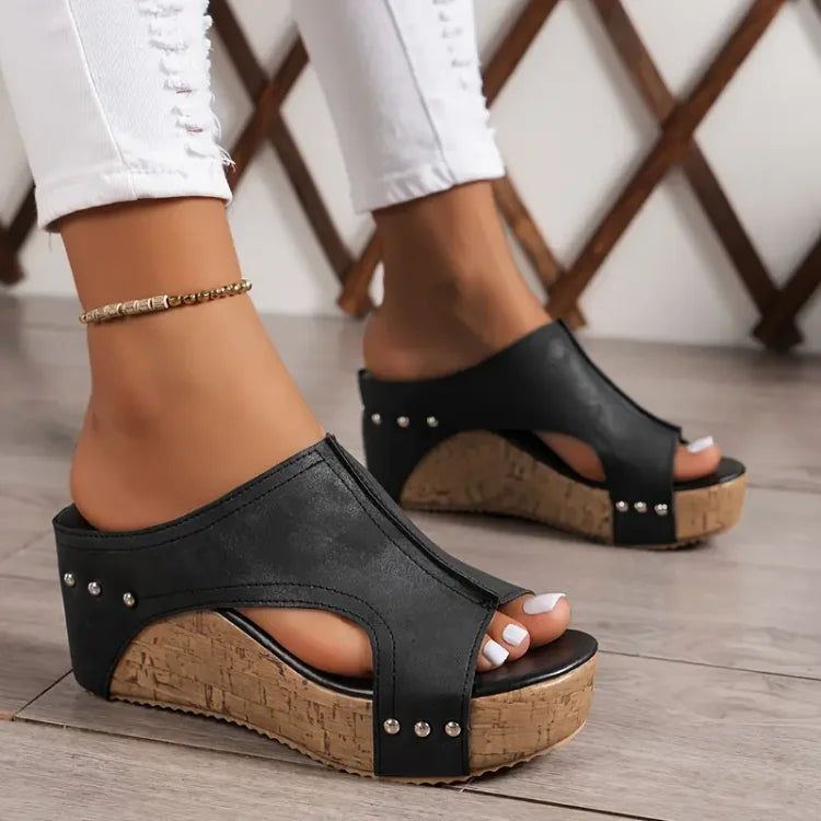 Sandalias de Plataforma con Remaches para Mujer