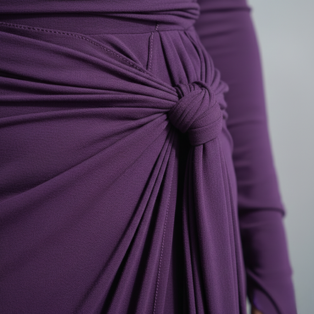 Vestido Maxi Fluido de Manga Larga con Cintura Ajustable para Mujer