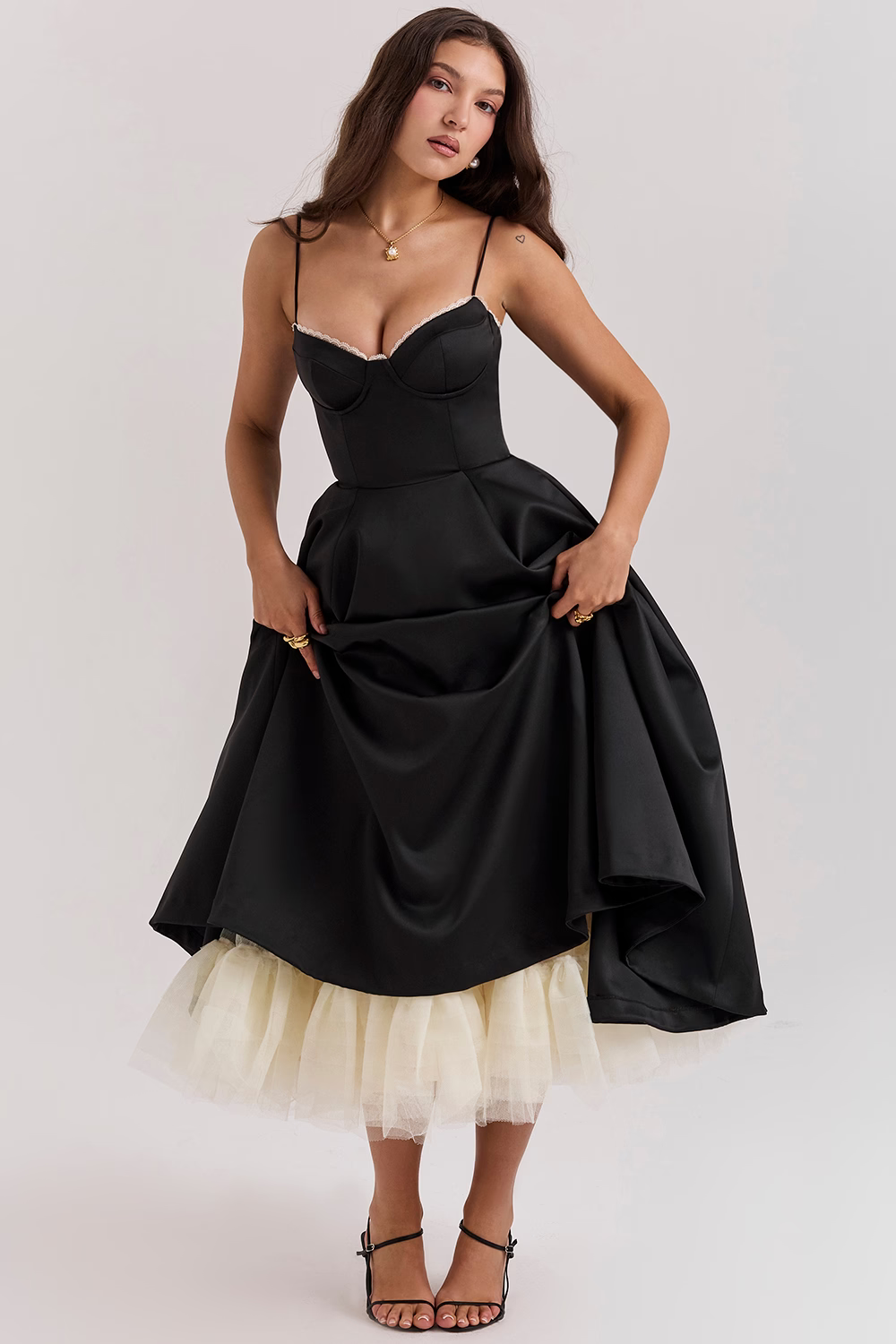 Vestido Midi con Efecto Ceñido para Mujer