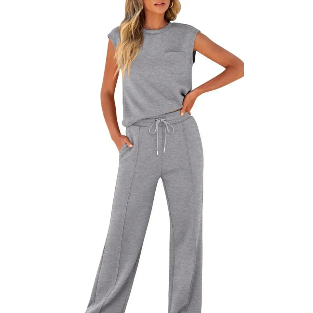 Conjunto Casual de Pantalón y Top Sin Mangas para Mujer