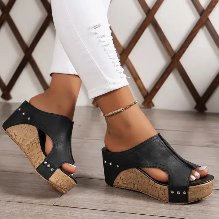 Sandalias de Plataforma con Remaches para Mujer