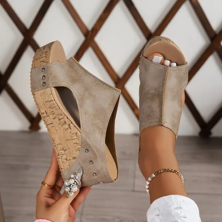 Sandalias de Plataforma con Remaches para Mujer