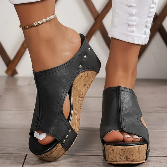 Sandalias de Plataforma con Remaches para Mujer