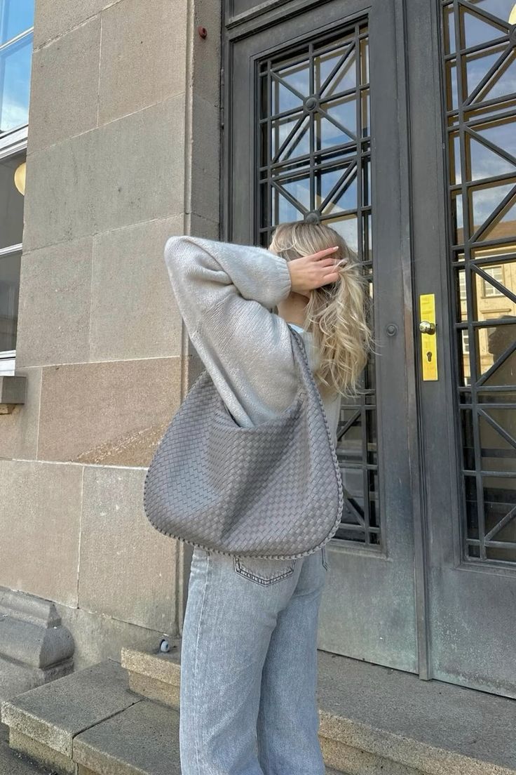 Bolso Medio con Apariencia Tejida para Mujer