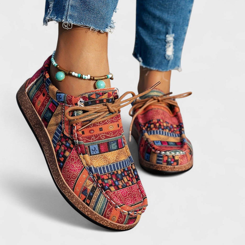 Zapatos Bajos con Cordones de Estilo Étnico para Mujer