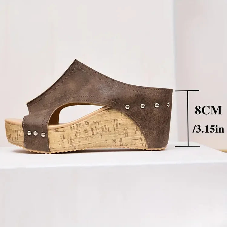 Sandalias de Plataforma con Remaches para Mujer