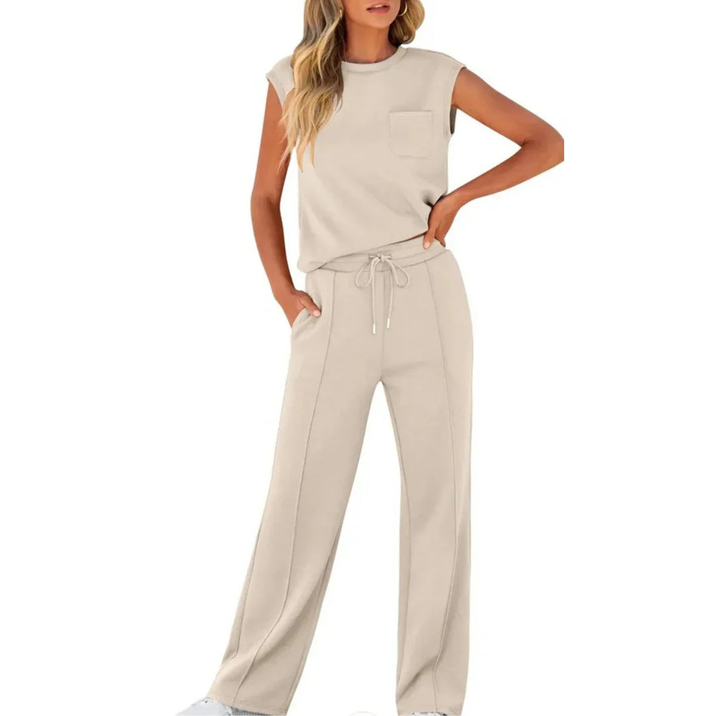 Conjunto Casual de Pantalón y Top Sin Mangas para Mujer