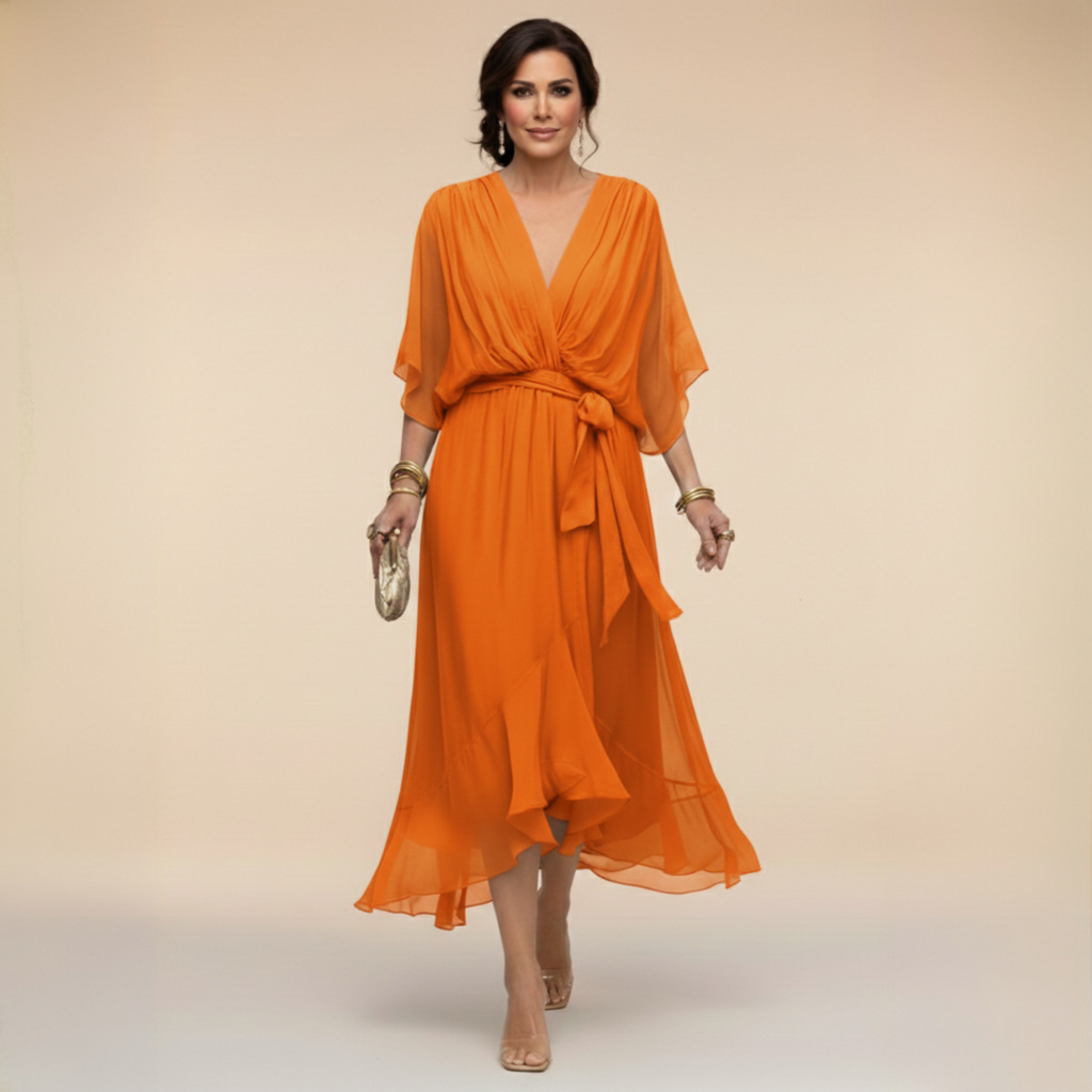 Vestido Largo con Lazo de Chifón para Mujer