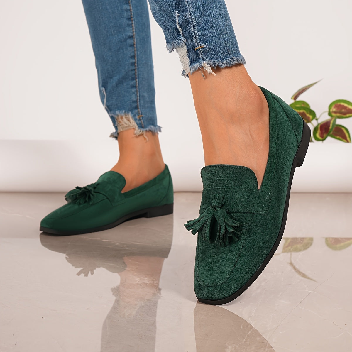 Mocasines de Suela Baja con Borlas para Mujer