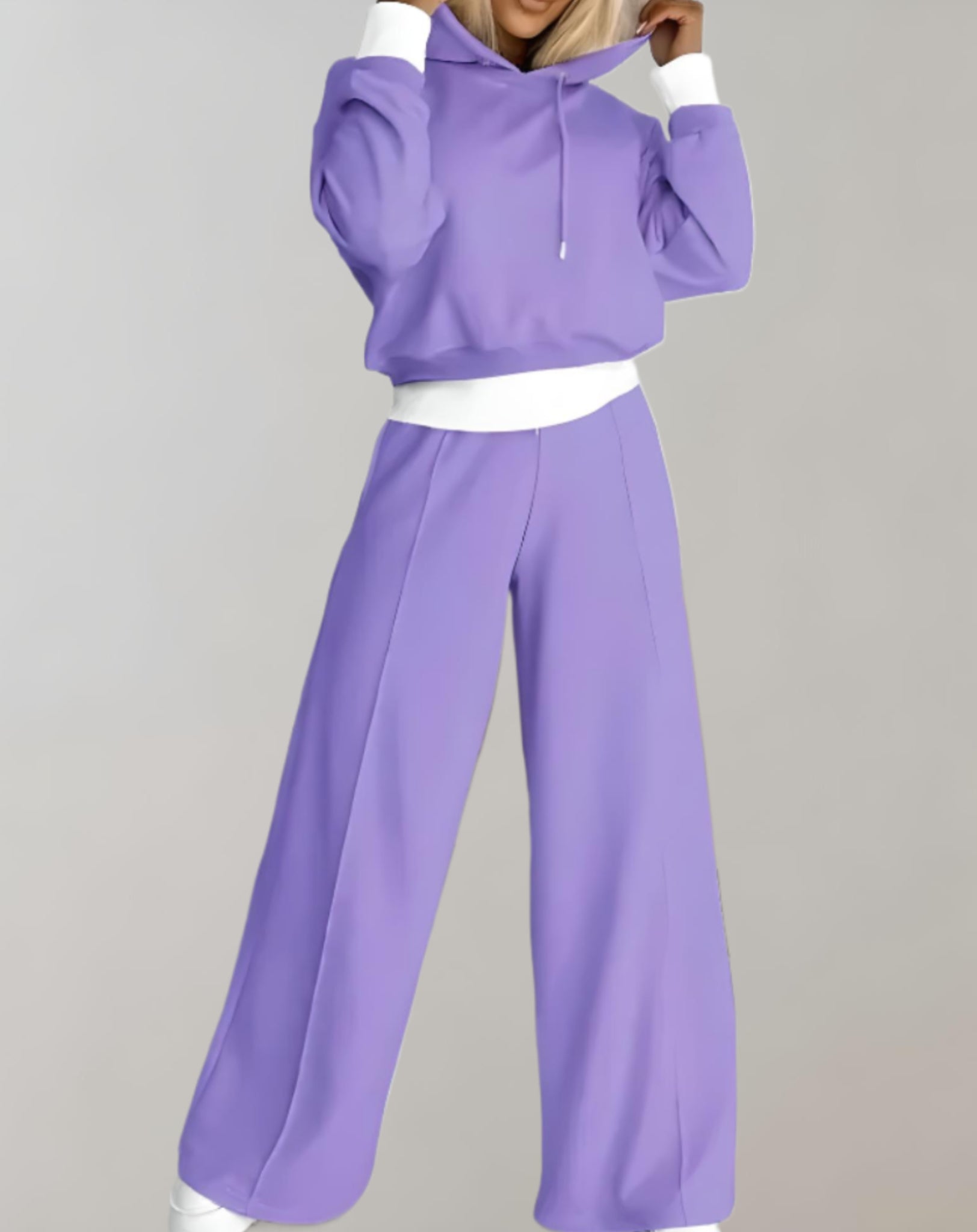 Conjunto Casual con Capucha y Pantalones Anchos para Mujer