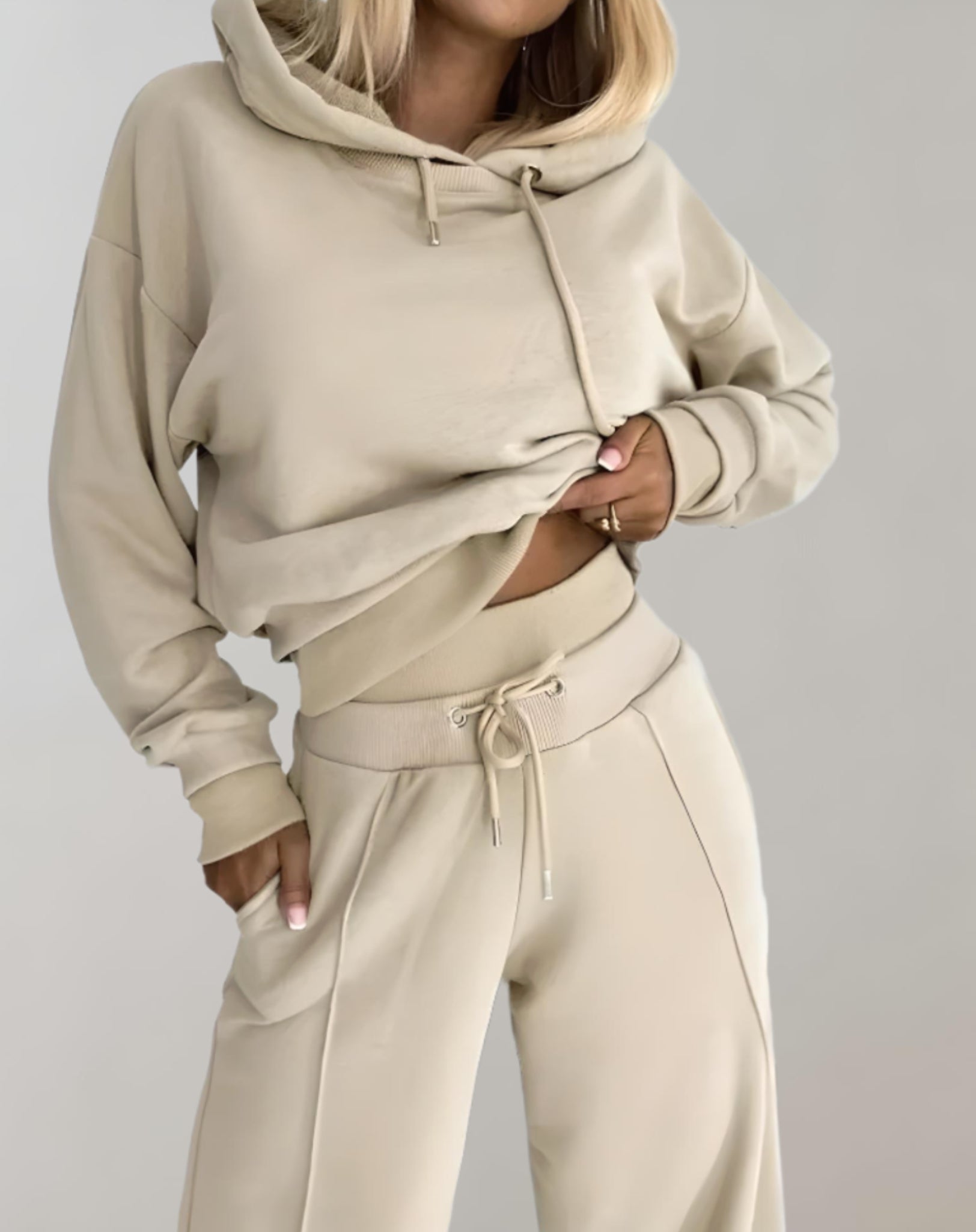 Conjunto Casual con Capucha y Pantalones Anchos para Mujer
