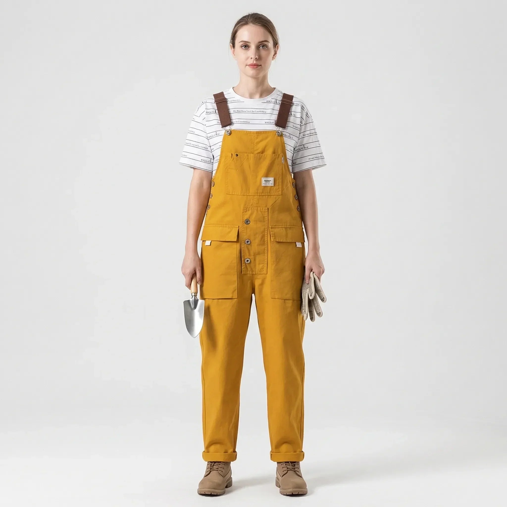 Cotton Canvas Bib Front Overalls for Women