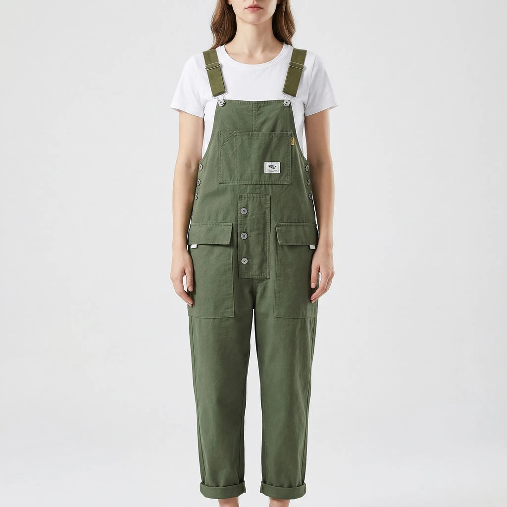 Cotton Canvas Bib Front Overalls for Women