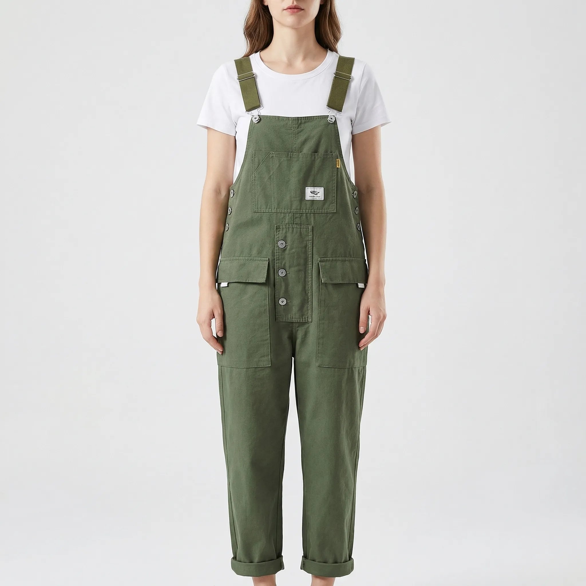 Cotton Canvas Bib Front Overalls for Women