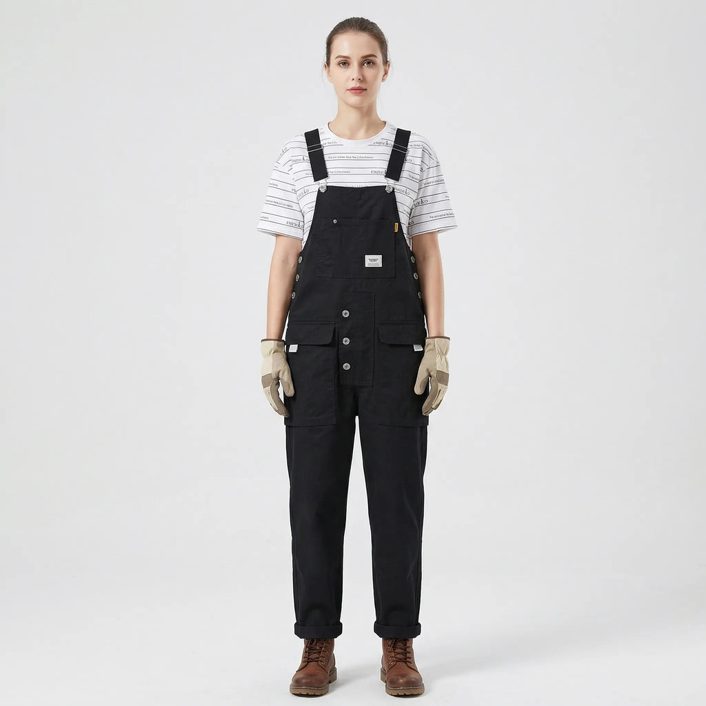 Cotton Canvas Bib Front Overalls for Women