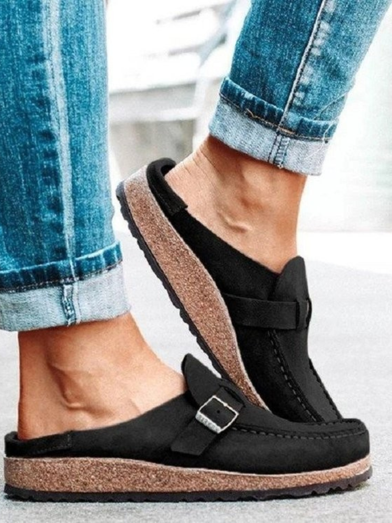 Mocasines de Material Sintético con Hebilla Ajustable para Mujer