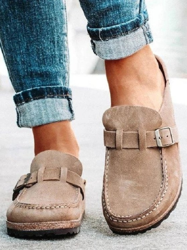Mocasines de Material Sintético con Hebilla Ajustable para Mujer