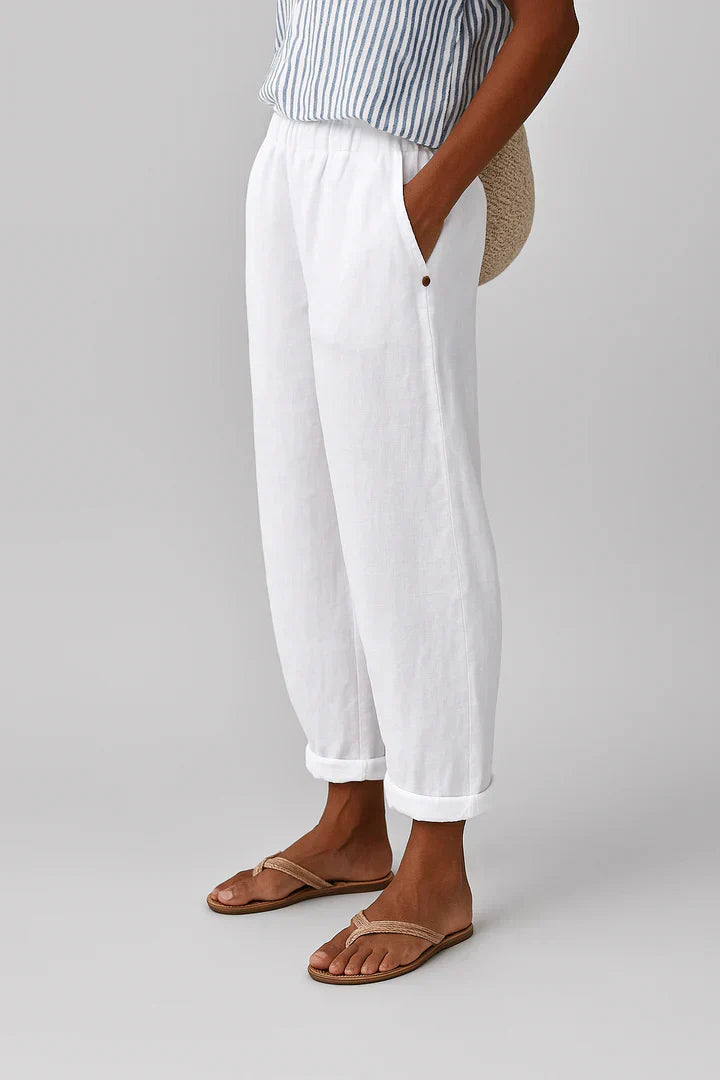 Pantalón Ancho de Lino Algodón para Mujer
