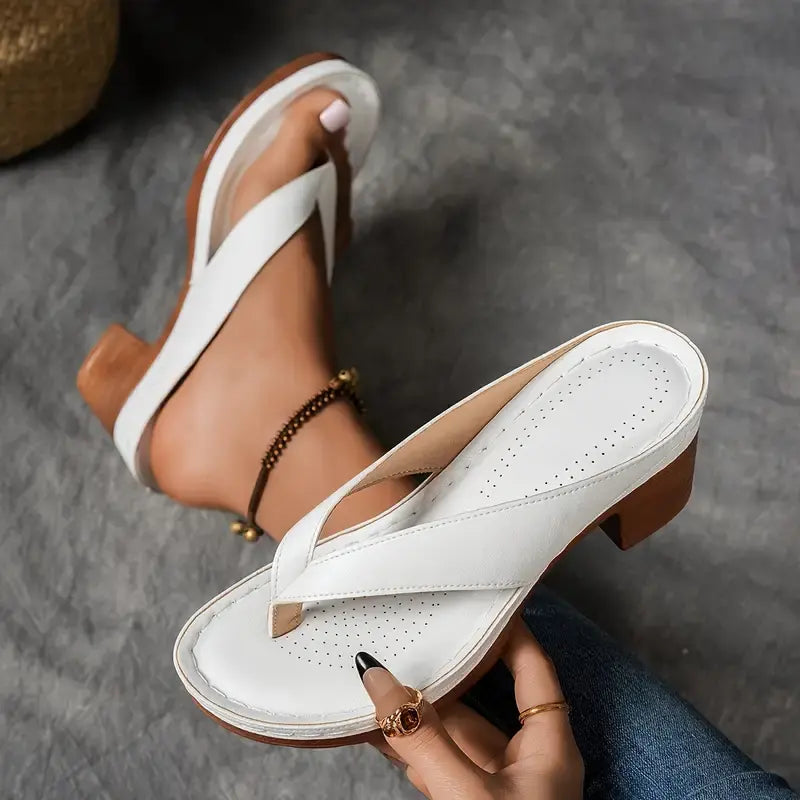 Sandalias con Tacón Grueso y Diseño Herringbone para Mujer