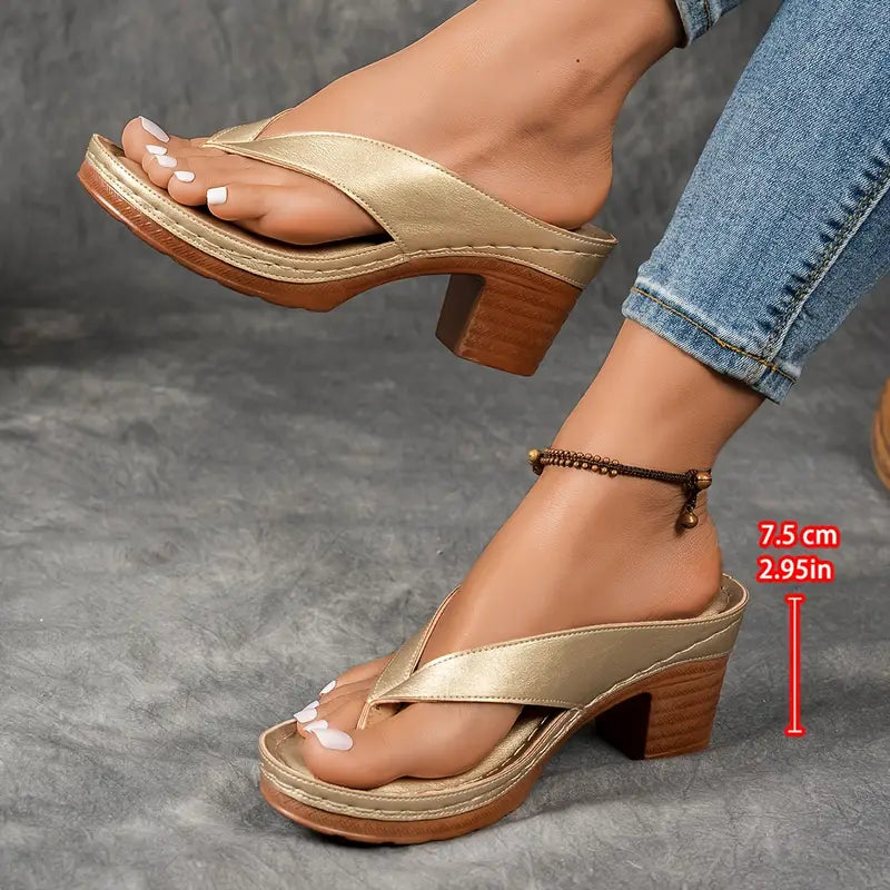 Sandalias con Tacón Grueso y Diseño Herringbone para Mujer