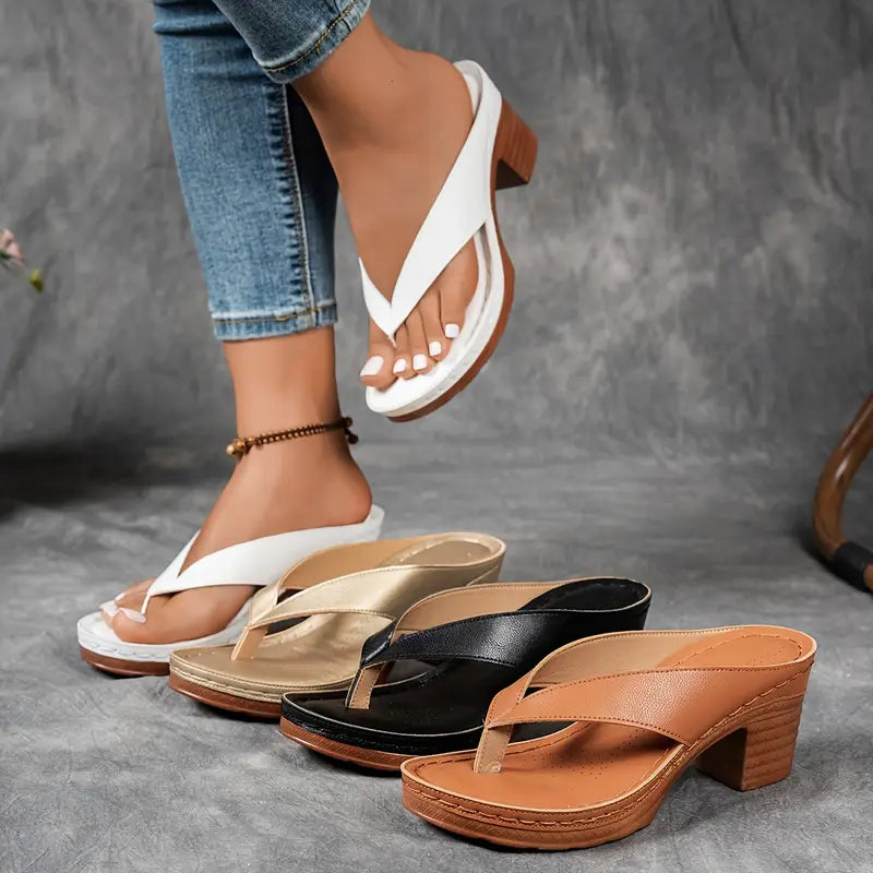 Sandalias con Tacón Grueso y Diseño Herringbone para Mujer