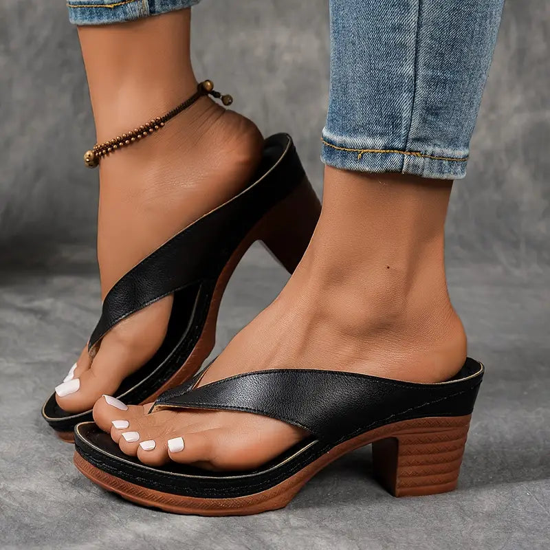 Sandalias con Tacón Grueso y Diseño Herringbone para Mujer