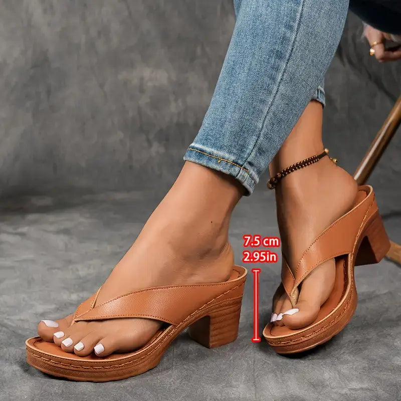 Sandalias con Tacón Grueso y Diseño Herringbone para Mujer