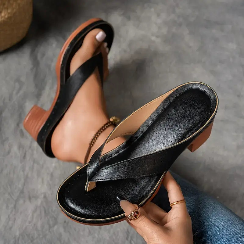 Sandalias con Tacón Grueso y Diseño Herringbone para Mujer