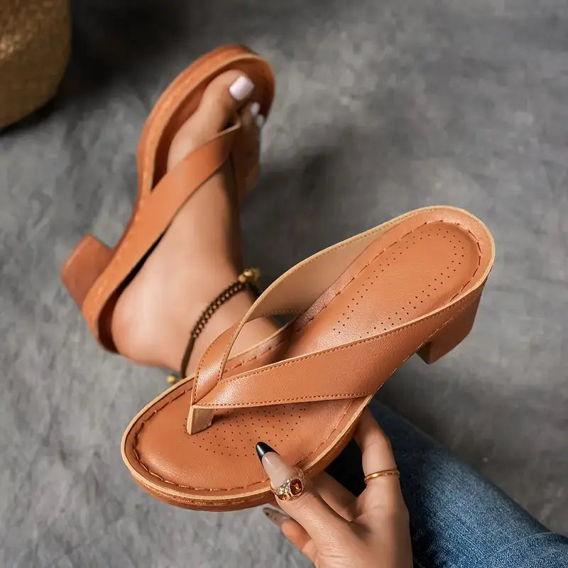 Sandalias con Tacón Grueso y Diseño Herringbone para Mujer
