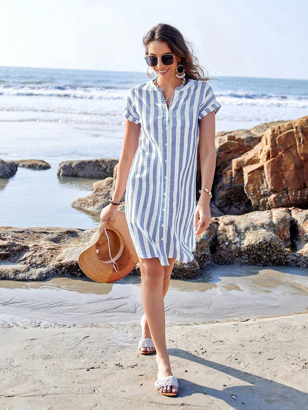 Vestido de Rayas Casual para Mujer