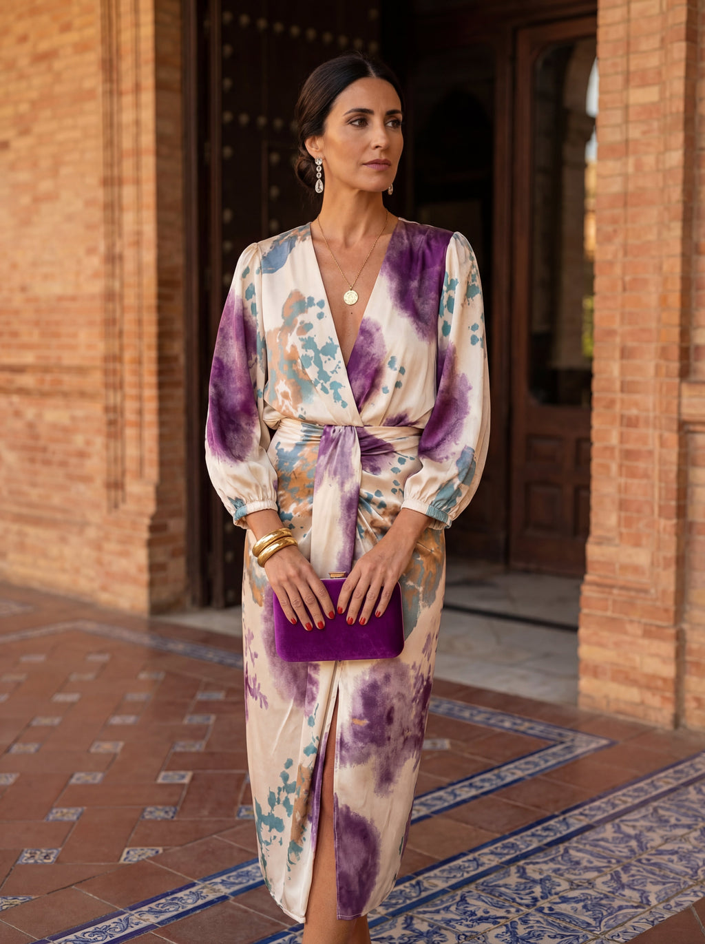Vestido Cruzado con Escote en V para Mujer
