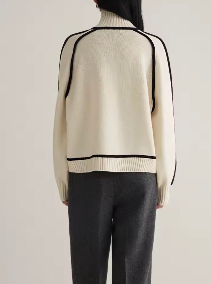 Wool Blend Turtleneck Pullover Sweater for Women