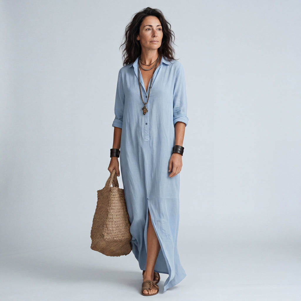 Vestido Largo Holgado con Botones para Mujer | Ideal para el Día a Día