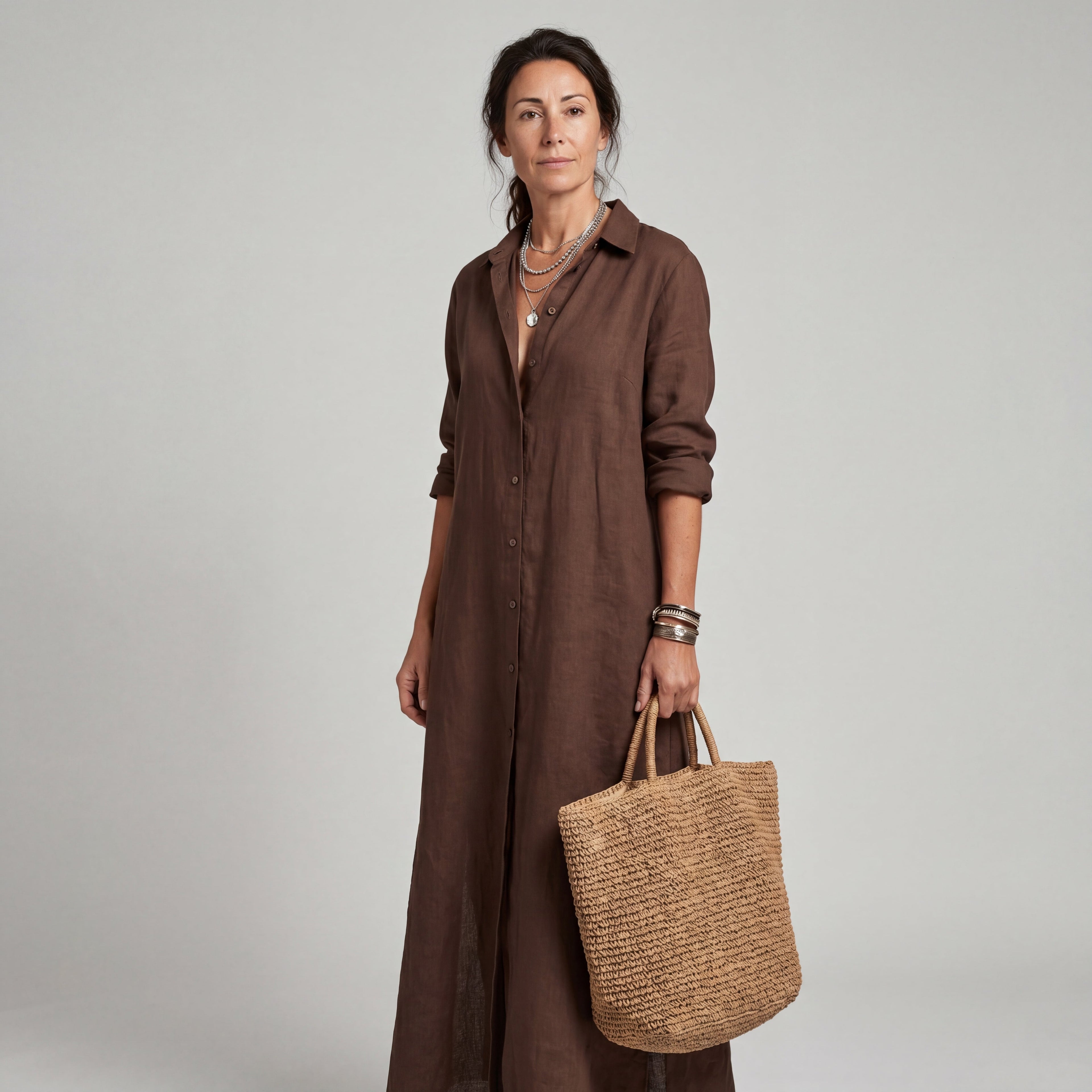 Vestido Largo Holgado con Botones para Mujer | Ideal para el Día a Día