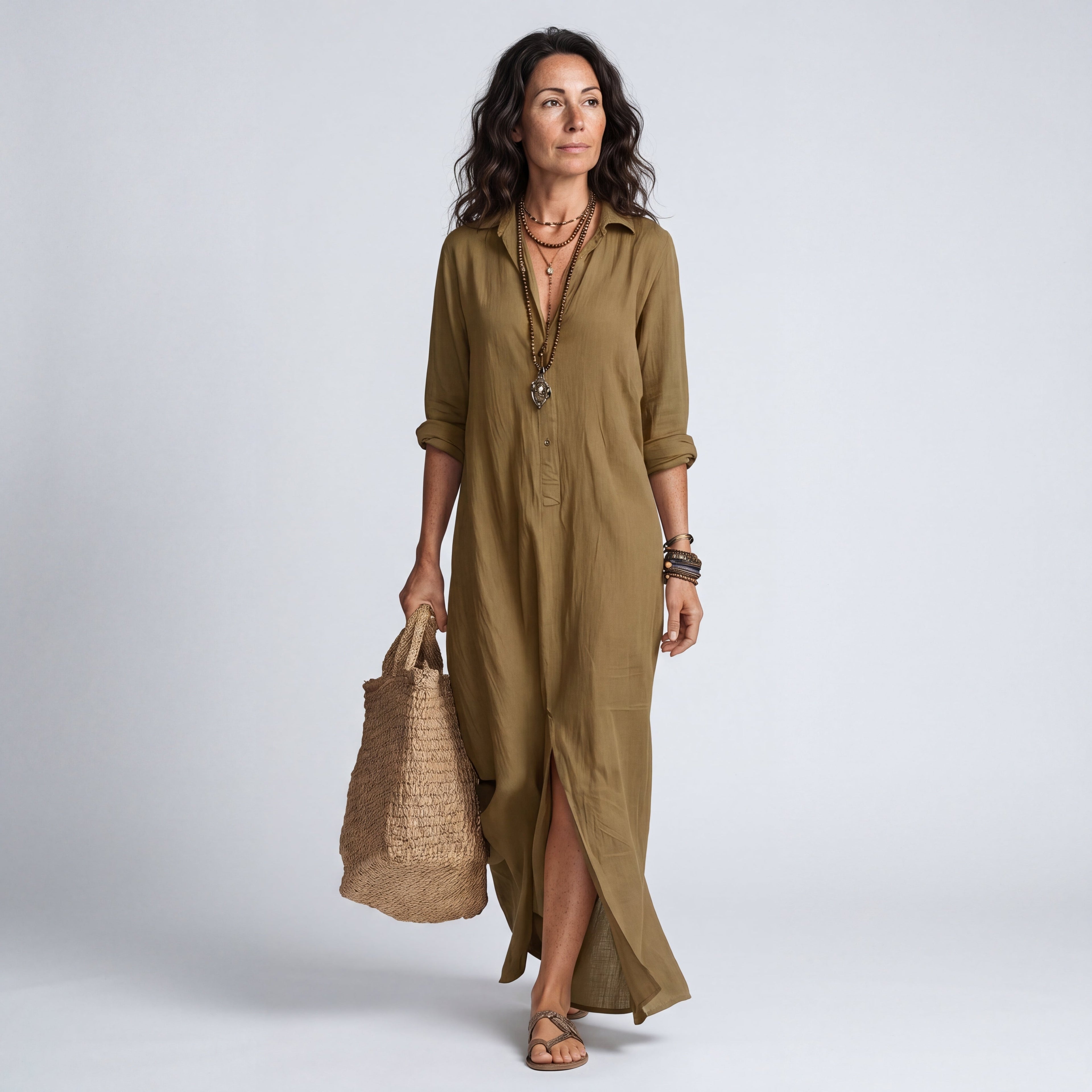 Vestido Largo Holgado con Botones para Mujer | Ideal para el Día a Día