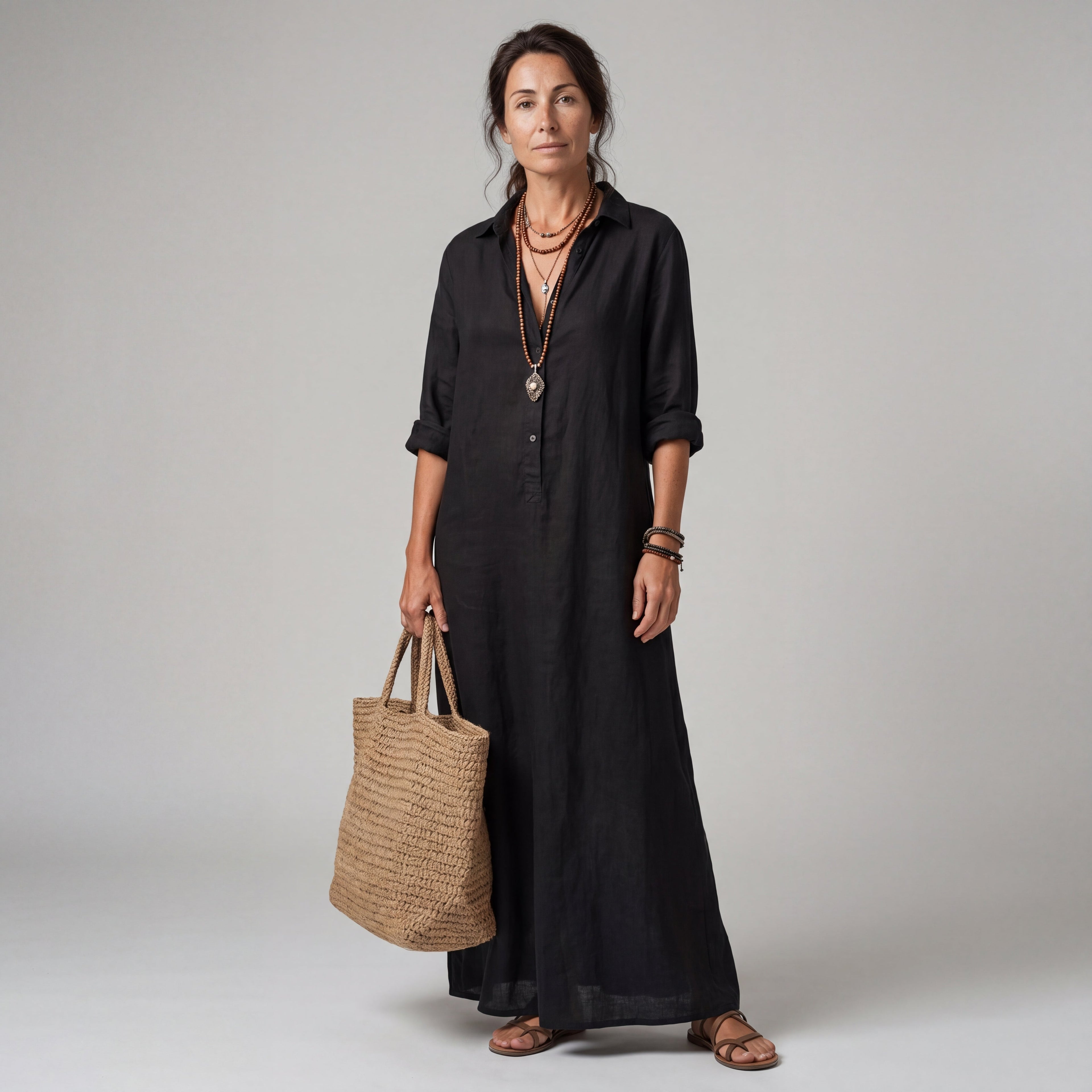 Vestido Largo Holgado con Botones para Mujer | Ideal para el Día a Día