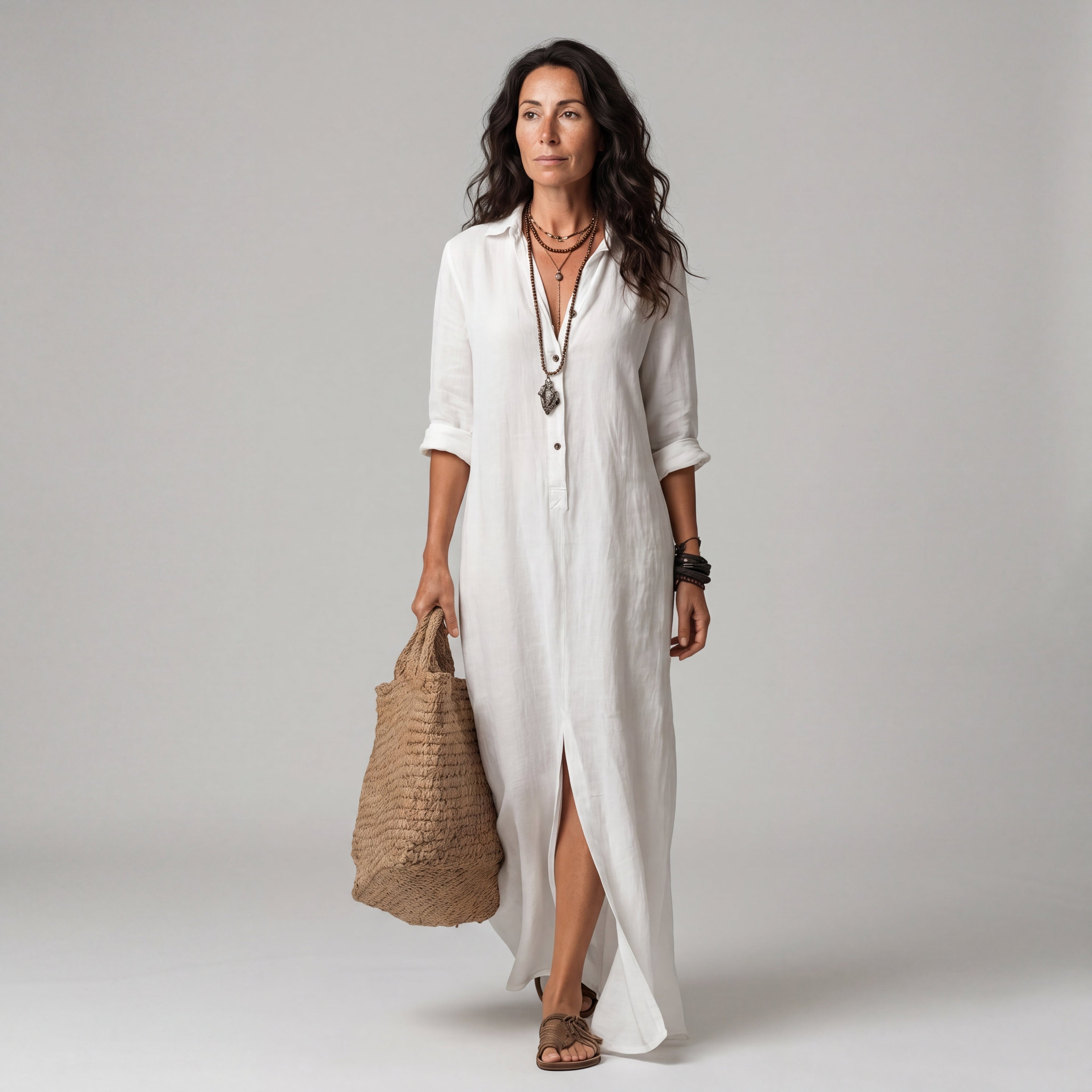Vestido Largo Holgado con Botones para Mujer | Ideal para el Día a Día