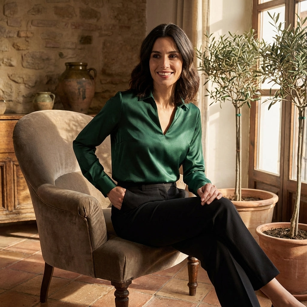 Elegant Blouse with V-Neck for Women