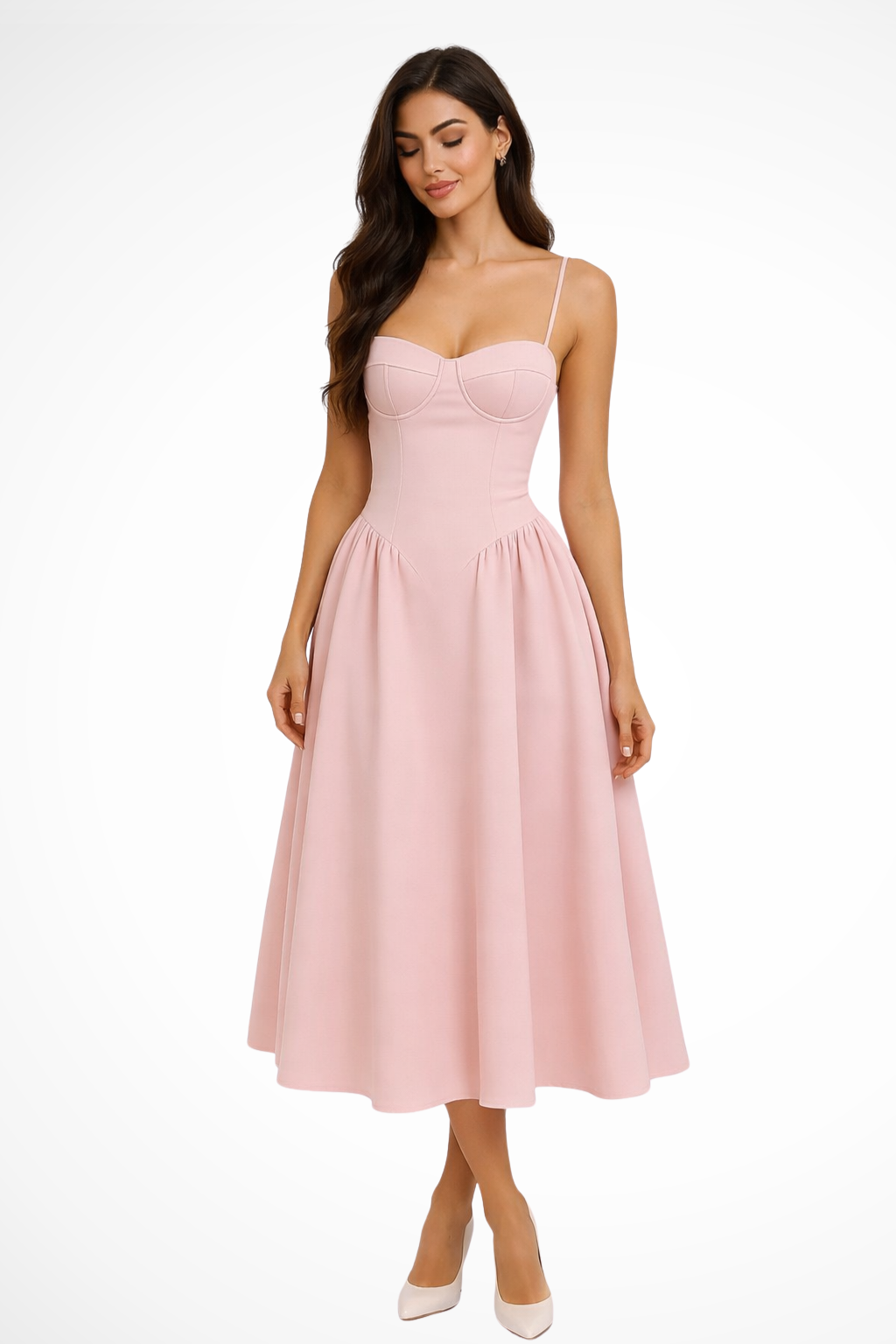 Vestido Midi de Corsé y Falda Línea A para Mujer