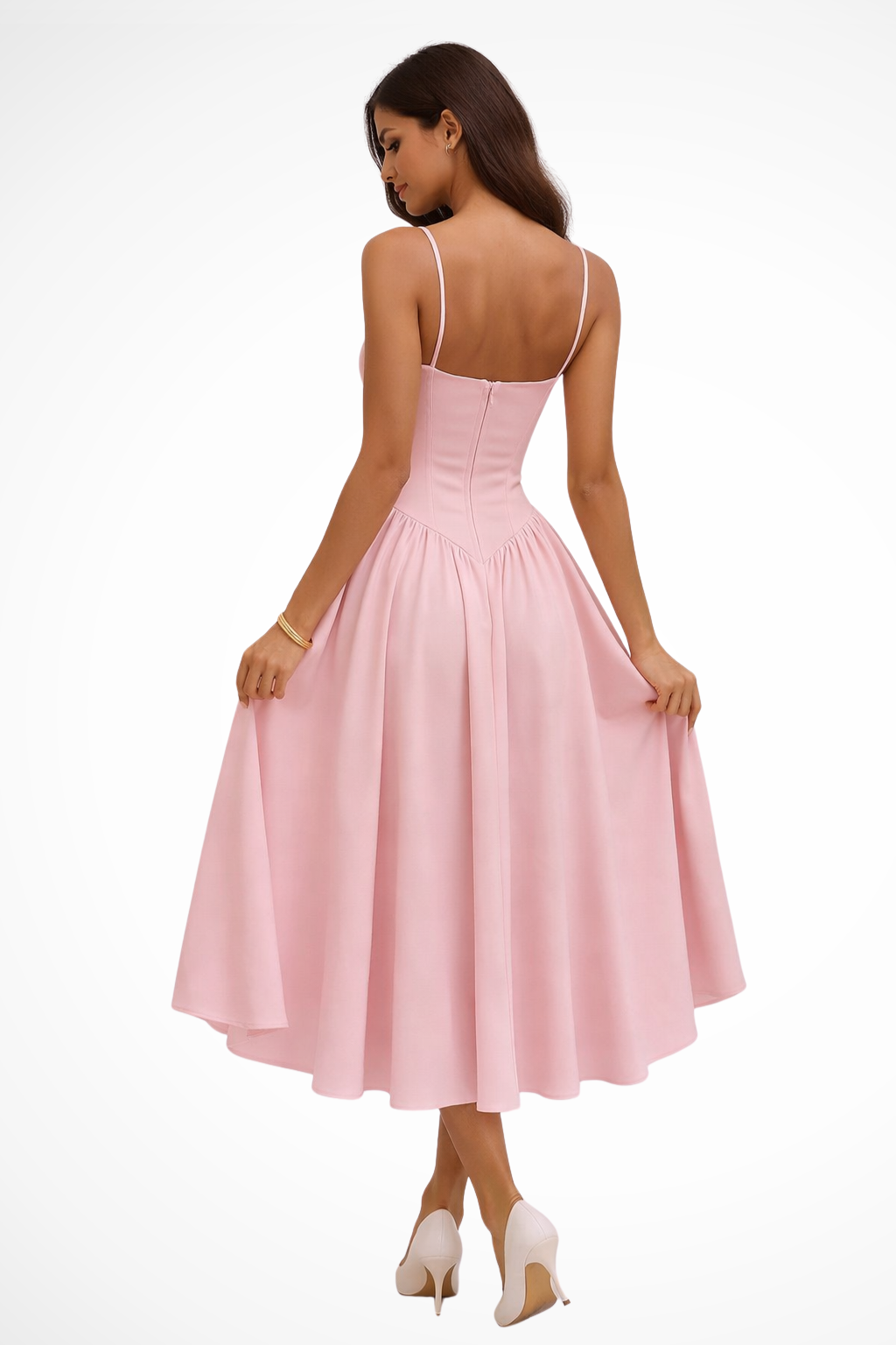 Vestido Midi de Corsé y Falda Línea A para Mujer