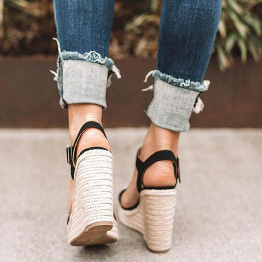 Sandalias de Cuña de Charol para Mujer