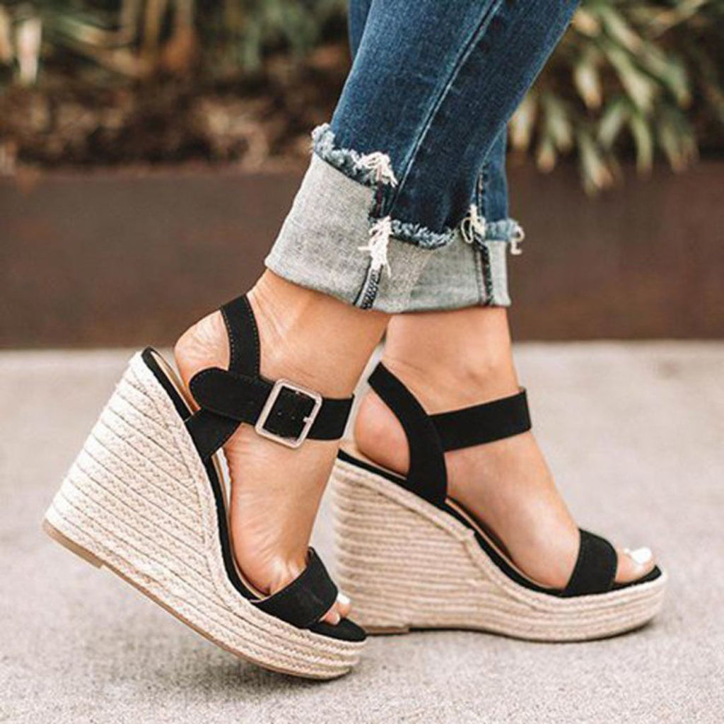 Sandalias de Cuña de Charol para Mujer