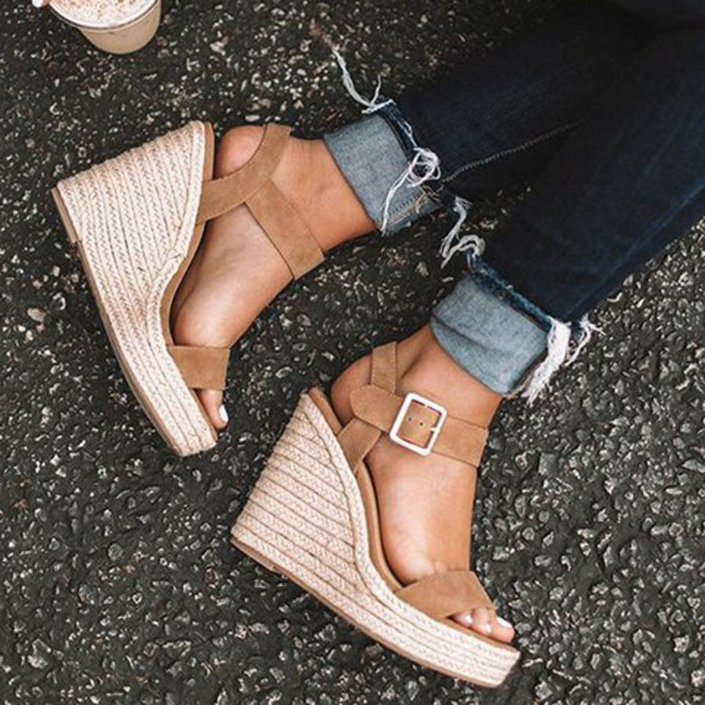 Sandalias de Cuña de Charol para Mujer