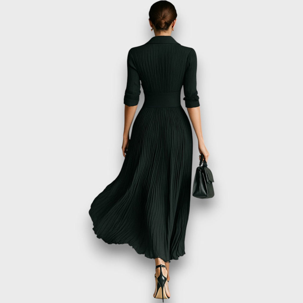 Long Sleeve Pleated Maxi Dress for Women