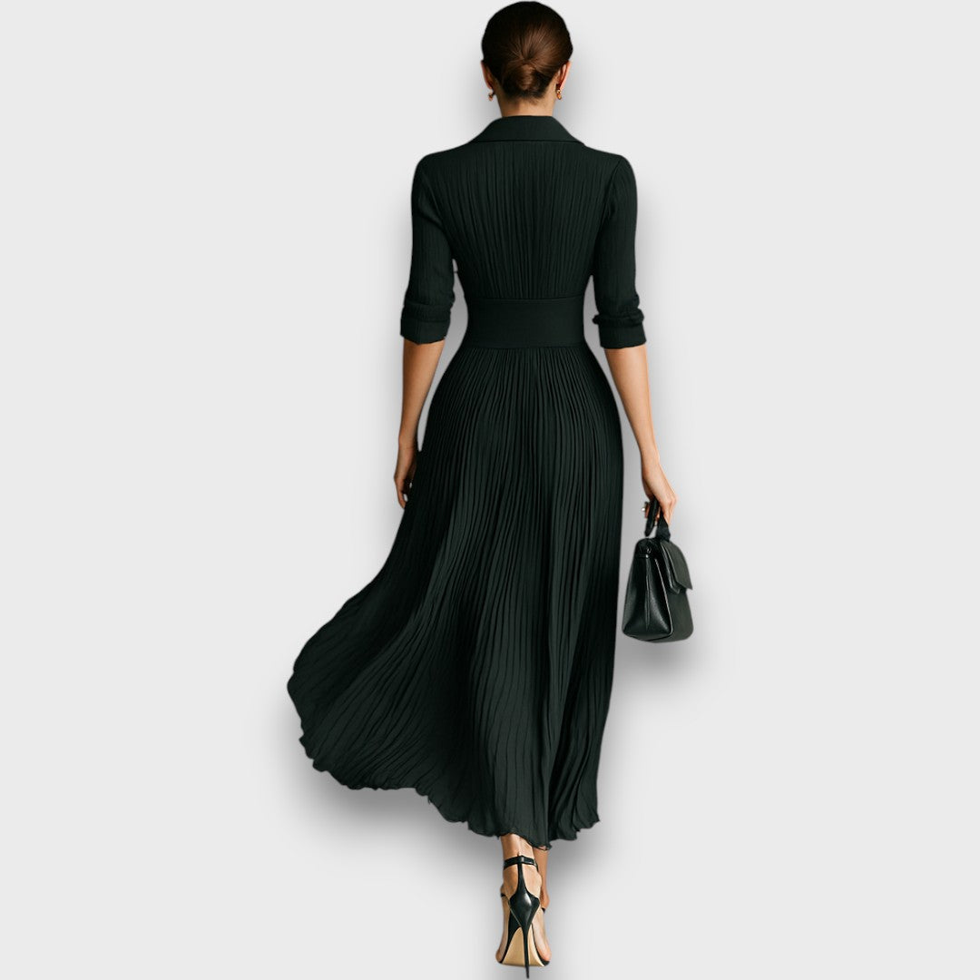 Long Sleeve Pleated Maxi Dress for Women